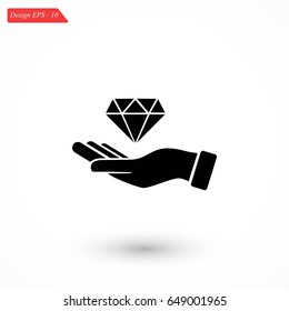 Hand and diamand icon, flat design best vector icon