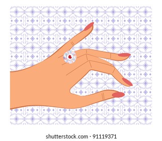 mano con diamante -   corazón en diamante
