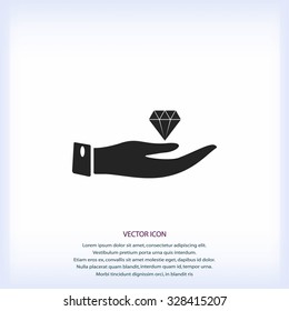 Hand and diamond icon