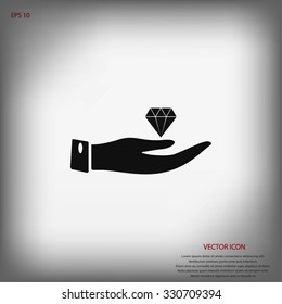 Hand and diamond icon