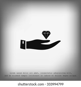 Hand and diamond icon