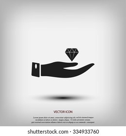 Hand and diamond icon