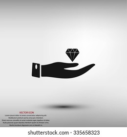 Hand and diamond icon