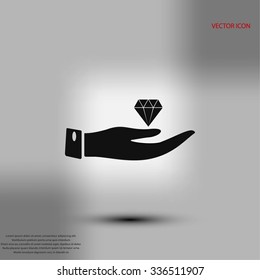 Hand and diamond icon