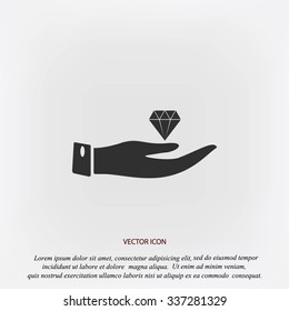 Hand and diamond icon