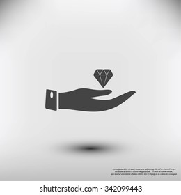 Hand and diamond icon