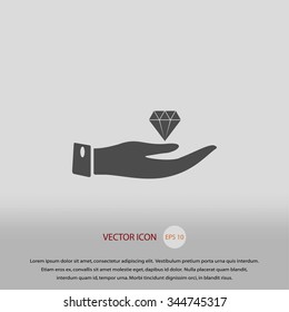 Hand and diamond icon