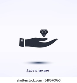 Hand and diamond icon