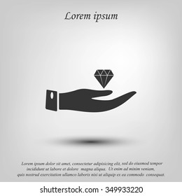 Hand and diamond icon