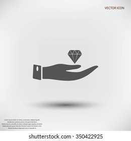 Hand and diamond icon