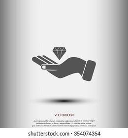 Hand and diamond icon