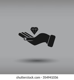 Hand and diamond icon