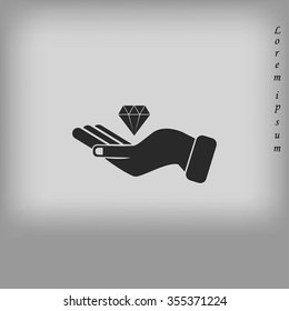 Hand and diamond icon