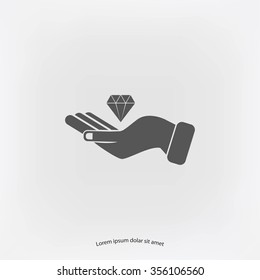 Hand and diamond icon