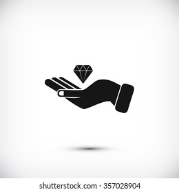 Hand and diamond icon