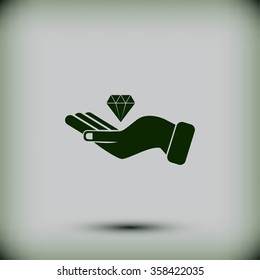 Hand and diamond icon