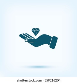 Hand and diamond icon