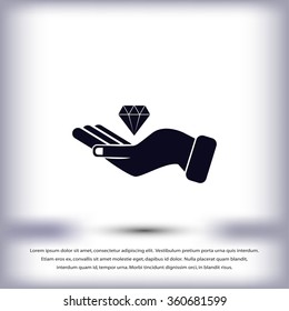 Hand and diamond icon
