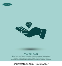 Hand and diamond icon