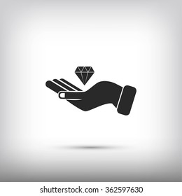Hand and diamond icon