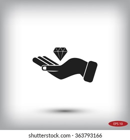 Hand and diamond icon