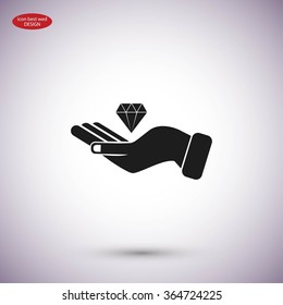 Hand and diamond icon