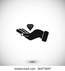 Hand and diamond icon