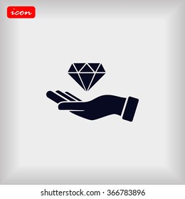 Hand and diamond icon