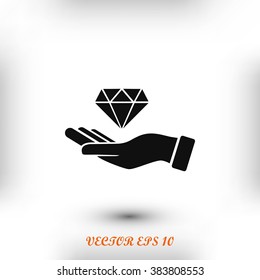 Hand and diamond icon
