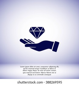 Hand and diamond icon
