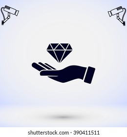Hand and diamond icon