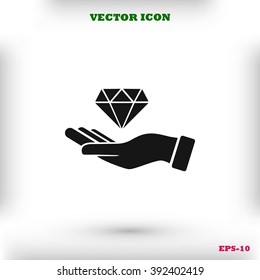 Hand and diamond icon