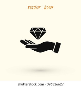 Hand and diamond icon