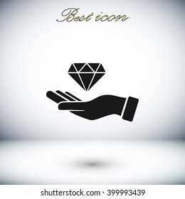Hand and diamond icon