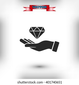 Hand and diamond icon