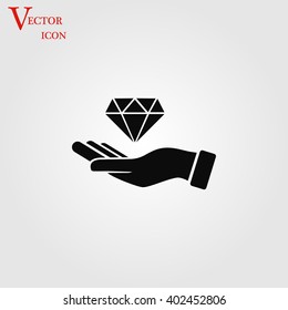 Hand and diamond icon