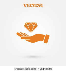 Hand and diamond icon