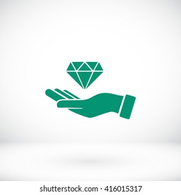 Hand and diamond icon