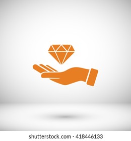 Hand and diamond icon