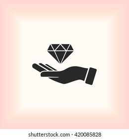 Hand and diamond icon
