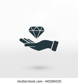 Hand and diamond icon