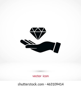 Hand and diamond icon