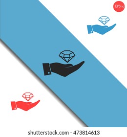 Hand with diamond icon