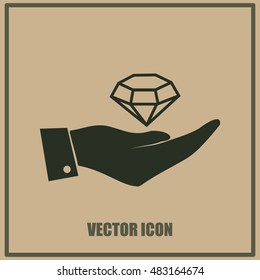 Hand with diamond icon