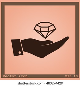 Hand with diamond icon