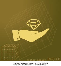 Hand with diamond icon