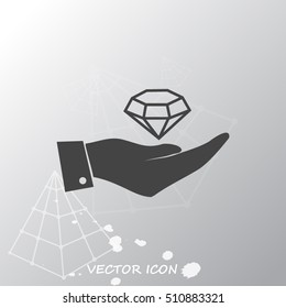 Hand with diamond icon