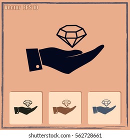 Hand with diamond icon