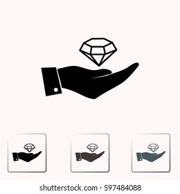 Hand with diamond icon