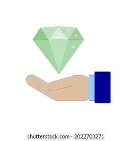 Hand and diamond icon illustration